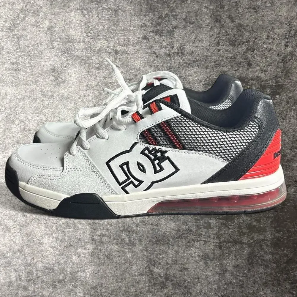 DC Versatile Sneakers White Black Red Y2K Skate Shoes Men’s 10.5